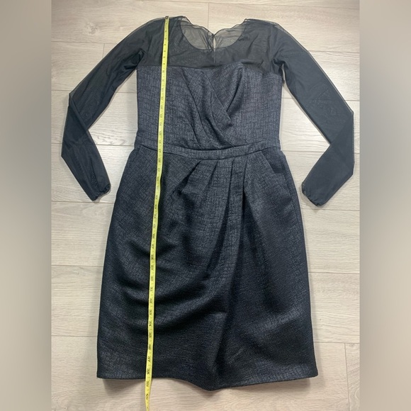 Escada Wool Mesh Sleeve Knee Length Black Sheath Cocktail Dress - Picture 15 of 16